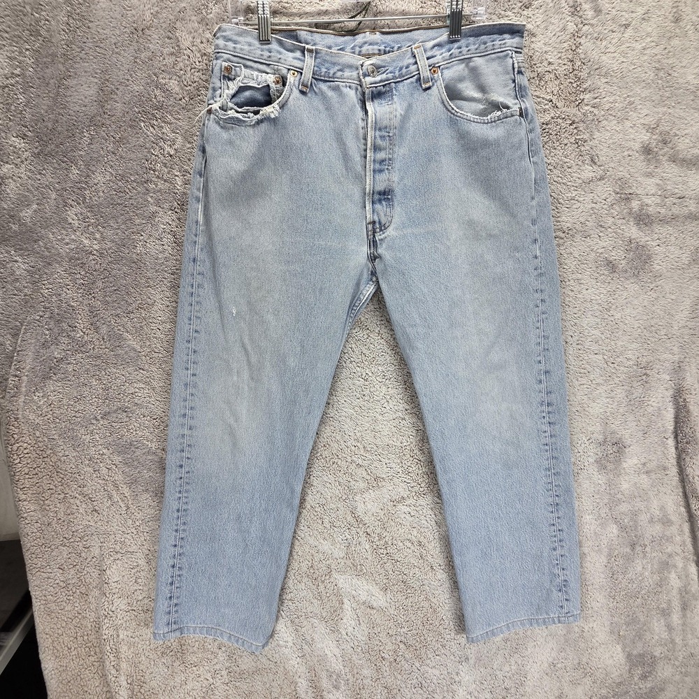 Vintage Levis 501 Jeans Mens Blue Made In USA Button Fly Straight Fits 33x26